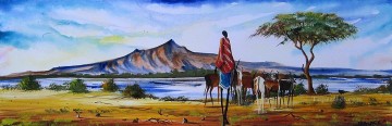Pastoreo cerca del lago Naivasha desde África Pinturas al óleo